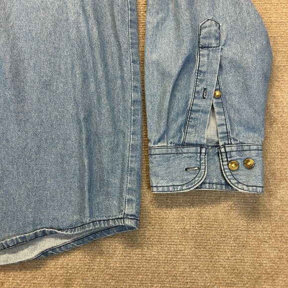 UNC Tar Heels Denim Shirt Men's XL Blue Long Sleeve Button Down Joe College - Picture 8 of 13